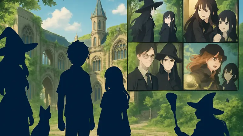 Постер аниме «Класс черного кота и ведьмы», с актерами и кадрами из второго трейлера