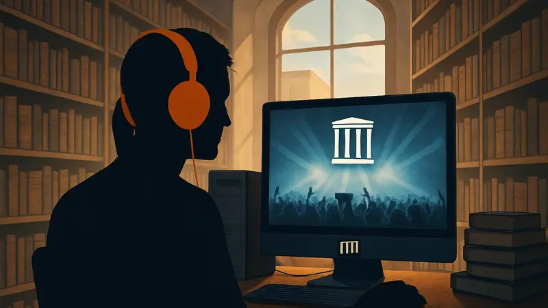 Человек слушает музыку из архива концертных записей