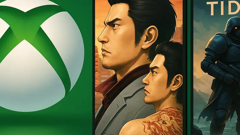 Логотип Xbox и обложки демоверсий игр Yakuza Kiwami 3 и Dark Tides
