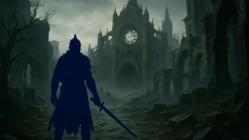 Скриншот из игры Verho, мрачный Soulslike-мир, выходящий на PlayStation 5.