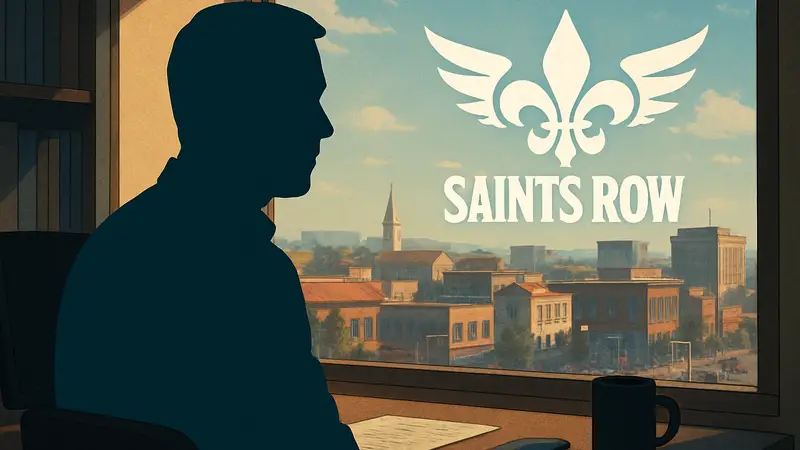 Крис Стокман, директор по дизайну Saints Row, логотип серии игр.