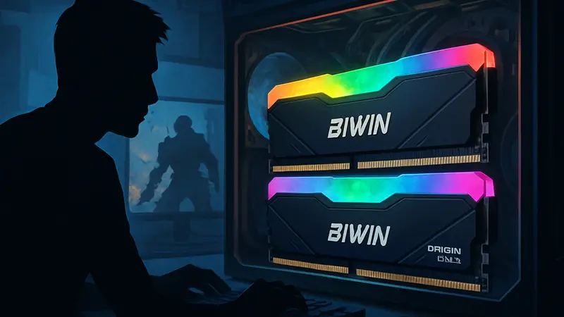 Модули оперативной памяти Biwin Origin Code DDR5-8000 с RGB-подсветкой для геймерских ПК.