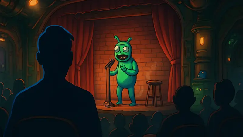 Скриншот из игры High on Life 2, где персонаж находится внутри Комеди Клаба. Гайд по High on Life 2.