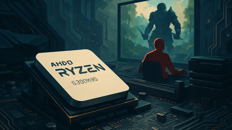 Процессор AMD Ryzen 7 5800X3D на материнской плате, оптимизированный для игр.