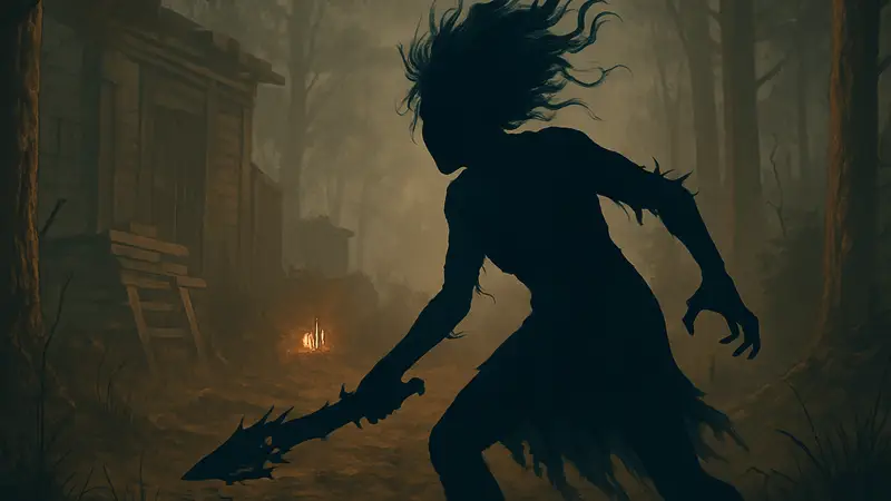 Убийца Дух (The Spirit) из Dead by Daylight, готовящаяся к атаке.