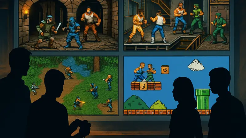 Скриншоты культовых кооперативных игр старых систем на одном коллаже