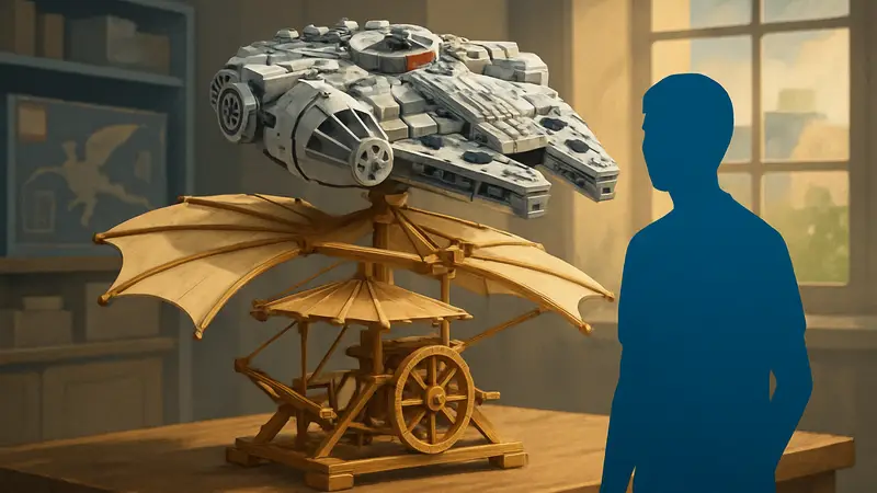 Собранный из LEGO «Тысячелетний сокол» на основе деталей набора Леонардо да Винчи
