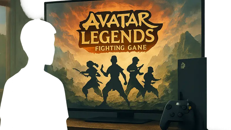 Логотип Avatar Legends: The Fighting Game на фоне Xbox.