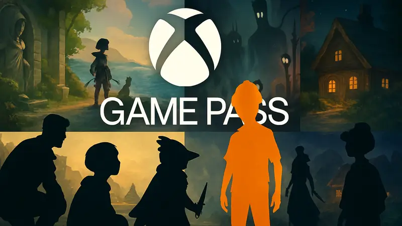 Логотип Xbox Game Pass на фоне инди-игр.
