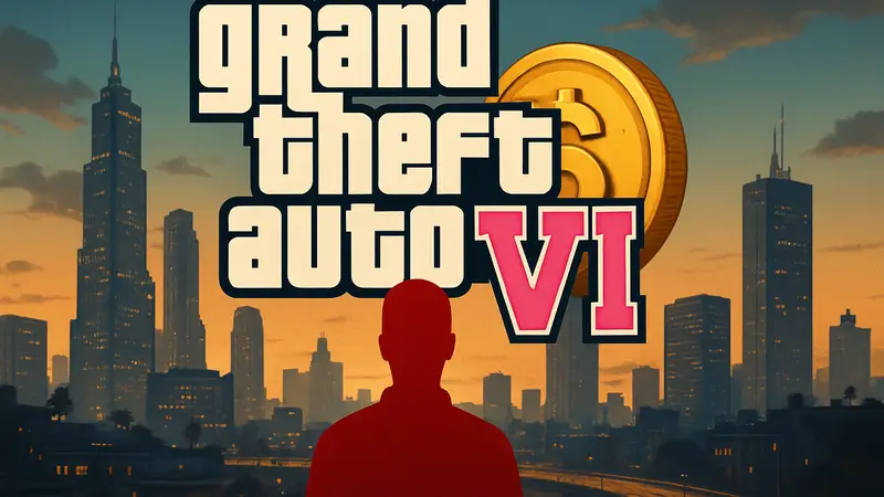 Логотип Grand Theft Auto VI на фоне городского пейзажа, символизирующий высокую цену игры.