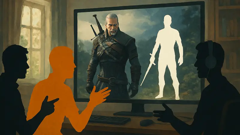 Игроки обсуждают выбор персонажа в RPG: создание своего героя или игра за Геральта из Ведьмака.