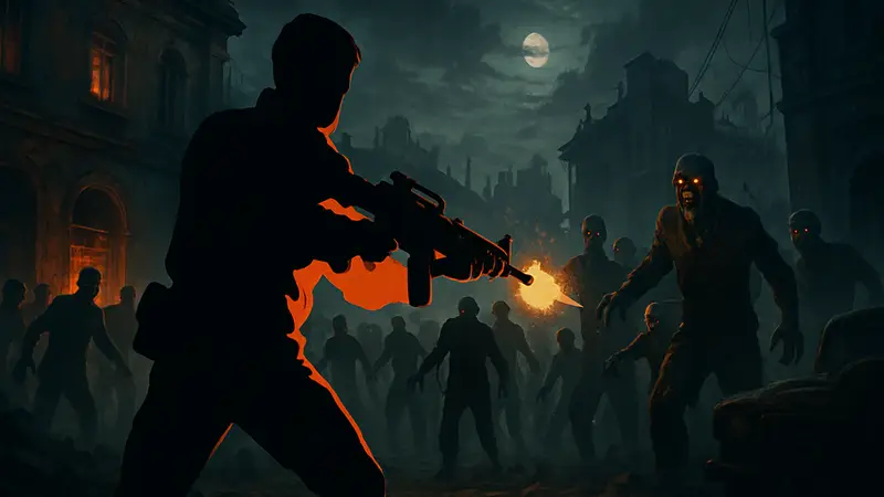 Игрок с мощным оружием сражается против толпы зомби в Call of Duty Black Ops 7 Zombies.
