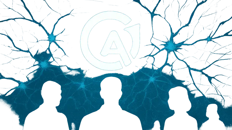 Изображение логотипа Current AI на фоне нейронной сети, символизирующей "Всемирную сеть ИИ".