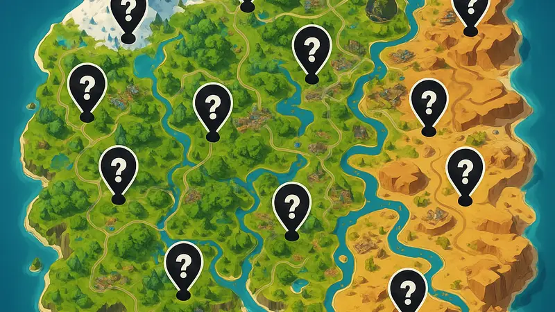 Карта Fortnite с отмеченными локациями персонажей в Главе 7 Сезоне 1.