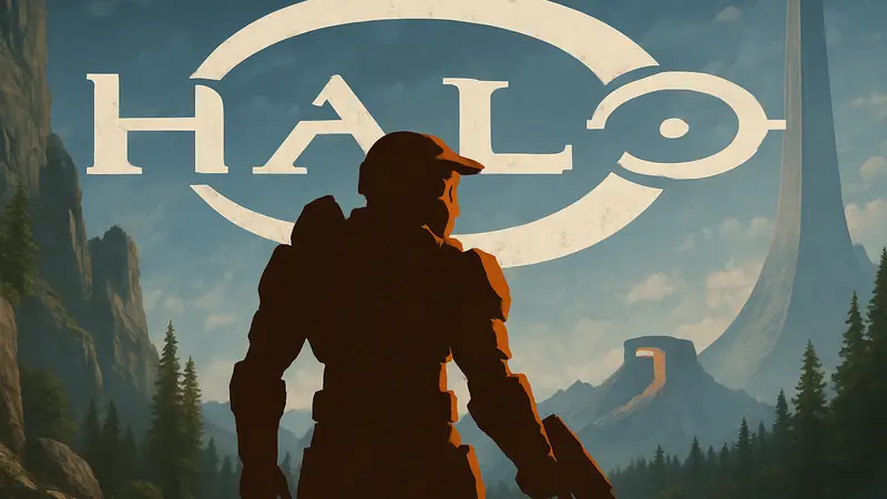 Мастер Чиф на фоне логотипа Halo, намёк на ремейк Halo 2