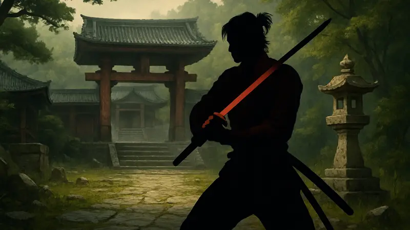 Саманосэ Акети, главный герой Onimusha: Way of the Sword, с катаной, готовящийся к сложному бою, символизирующий обещание Capcom.