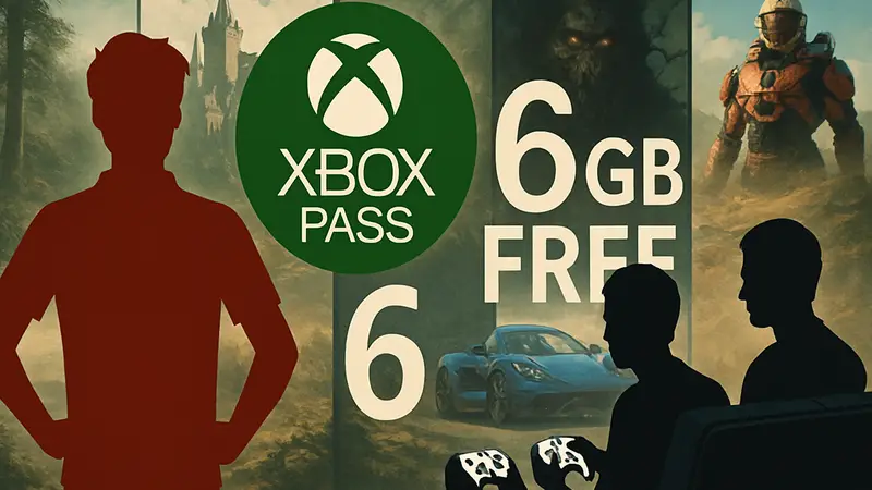 Бесплатные игры Xbox, логотип Game Pass, 6 игр бесплатно, геймпады