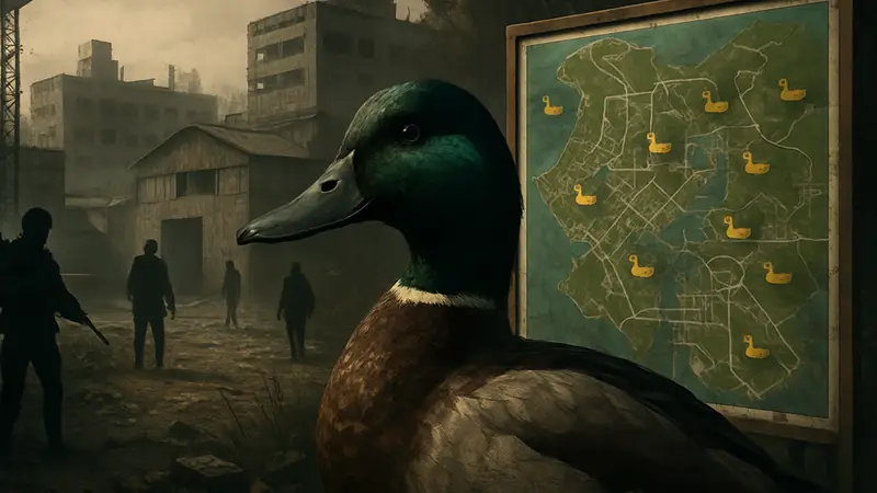 Изображение утки в стиле Escape from Tarkov, карты спавна уток