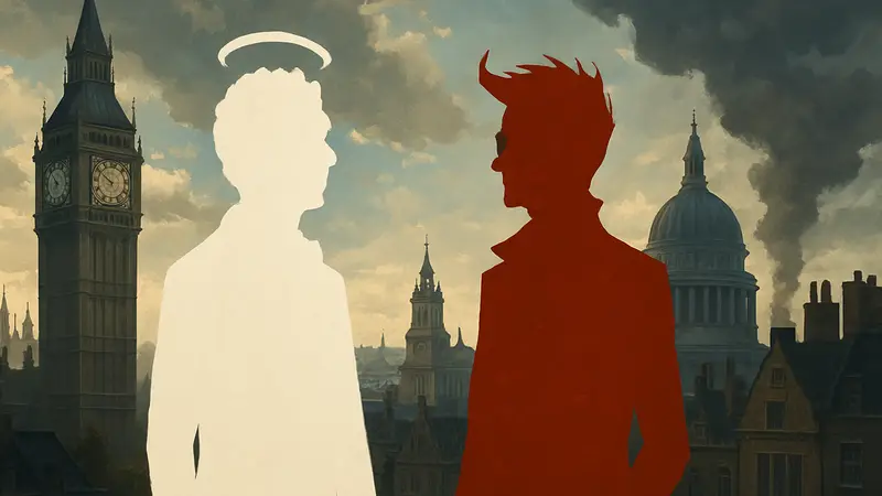 Постер сериала Благие знамения с Азирафаэлем и Кроули