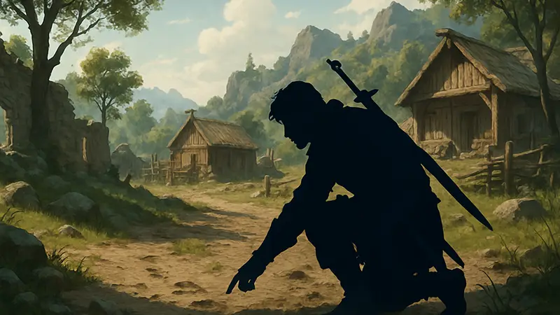 Герой Crimson Desert исследует местность, ища следы для миссии «Следы Чужака».