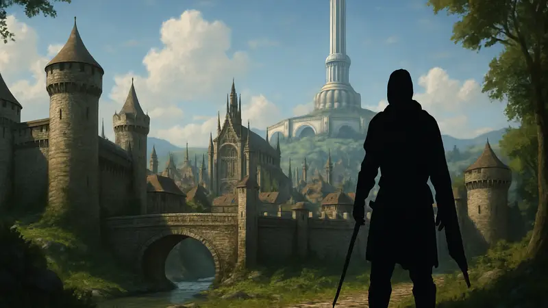 Кадр из игры The Elder Scrolls IV: Oblivion Remastered, показывающий замок Скинград или Имперский Город.