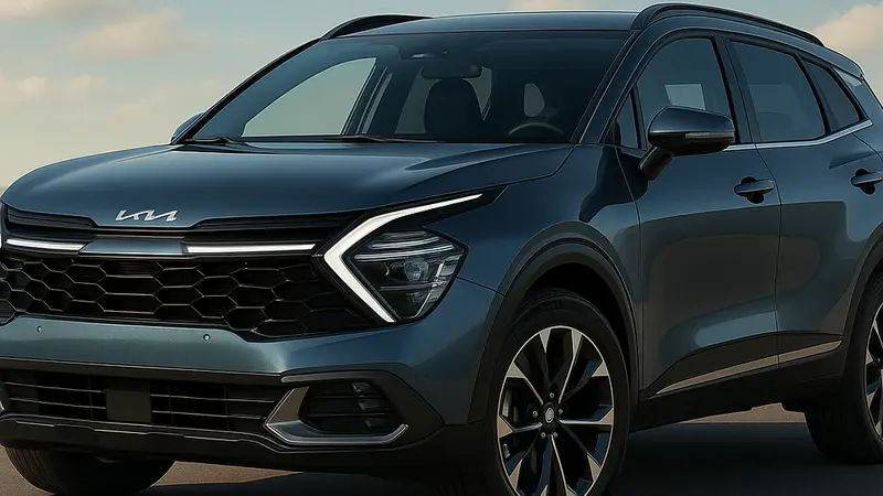 Новый кроссовер Kia Sportage 2026 года выпуска, с его дизайном и фарами.