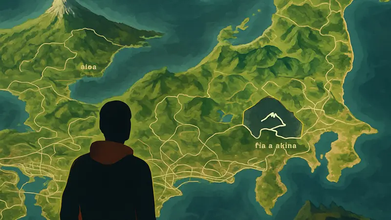 Игровая карта Японии из Forza Horizon 6 с обозначениями трасс Initial D и горы Акина.