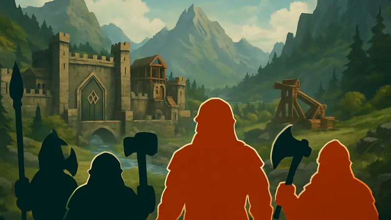 Обложка Regions of Ruin: Runegate, пиксельная RPG о гномьем королевстве с бородатыми героями.