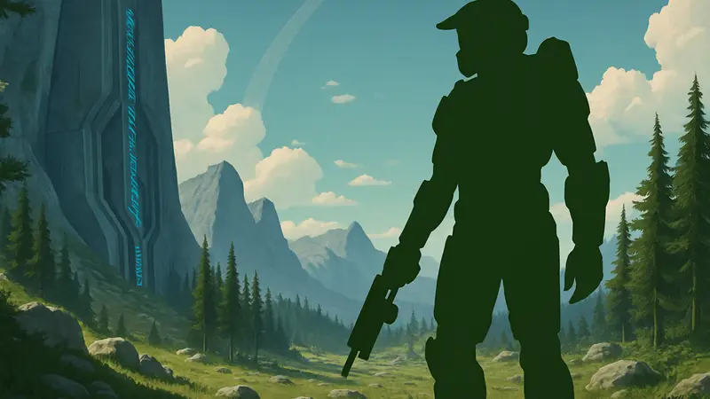 Главный герой Мастер Чиф с опущенным оружием в Halo Campaign Evolved.