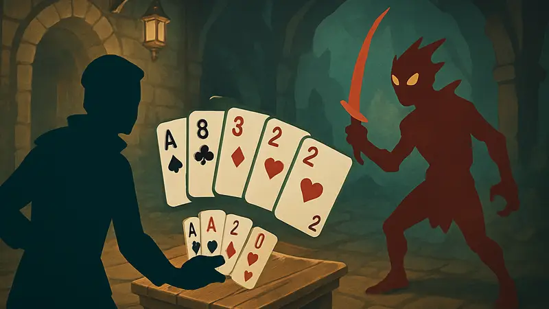 Игровой процесс One More Try, покерный рогалик с картами и элементами Slay the Spire.