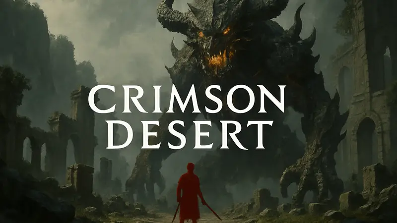 Логотип Crimson Desert на фоне нового босса в режиме «Реванш» после патча