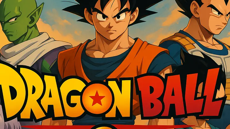 Логотип Dragon Ball на фоне персонажей франшизы, символизирующий новую игру и предстоящий аниме-сериал.