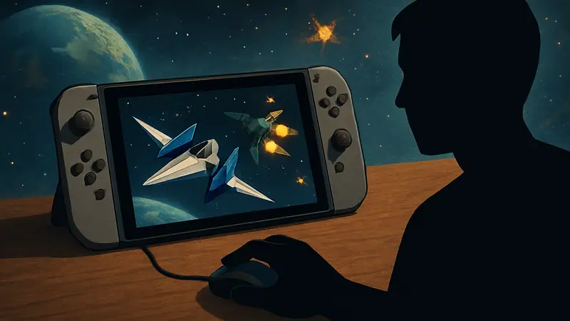 Игровой процесс Star Fox на Switch 2 с неудобным управлением мышью.