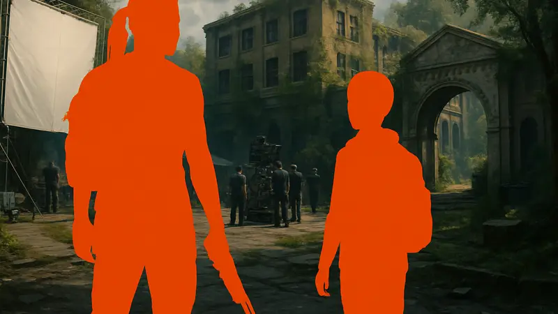 Эбби и Лев из сериала The Last of Us на съёмочной площадке 3 сезона.