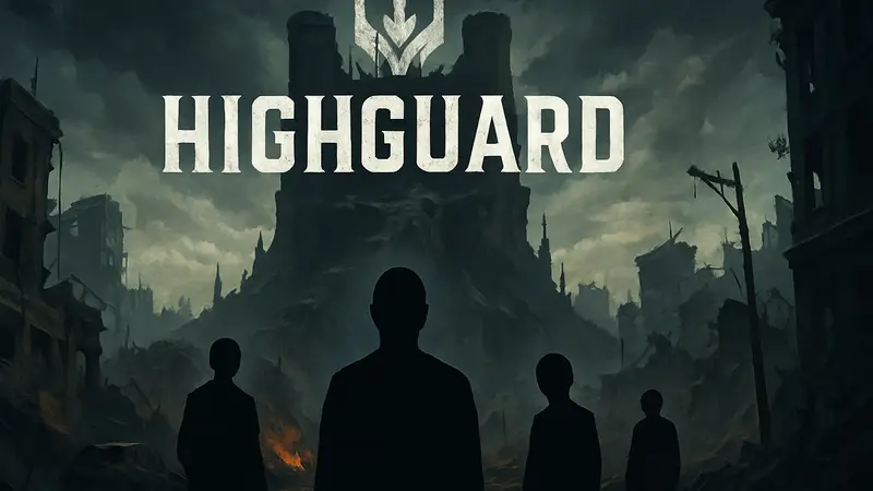 Логотип игры Highguard с мрачным фоном, символизирующий низкие оценки пользователей.