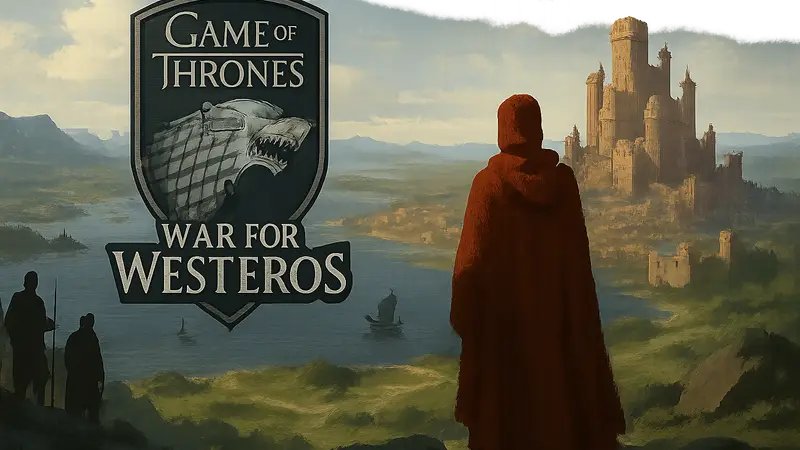 Логотип игры Game of Thrones: War for Westeros на фоне Вестероса, анонсирующий задержку релиза.