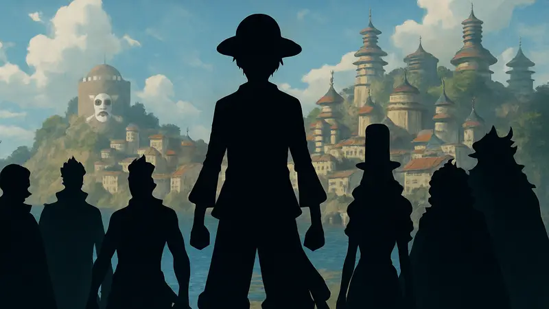 Изображение нескольких персонажей One Piece с выражением королевской силы