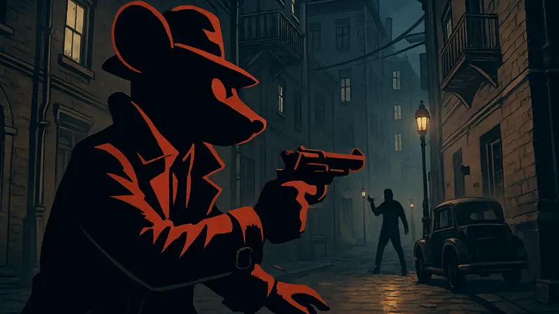 Кадр из геймплея MOUSE: P.I. For Hire, стильного нуар-шутера от Fumi Games.