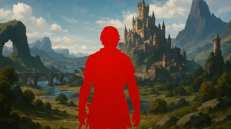 Crimson Desert скриншот из геймплея с персонажем или логотип игры на фоне фэнтезийного мира.