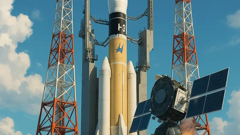 Ракета-носитель H-3 на стартовой площадке перед неудачным запуском, повлекшим повреждение спутника Michibiki-5.