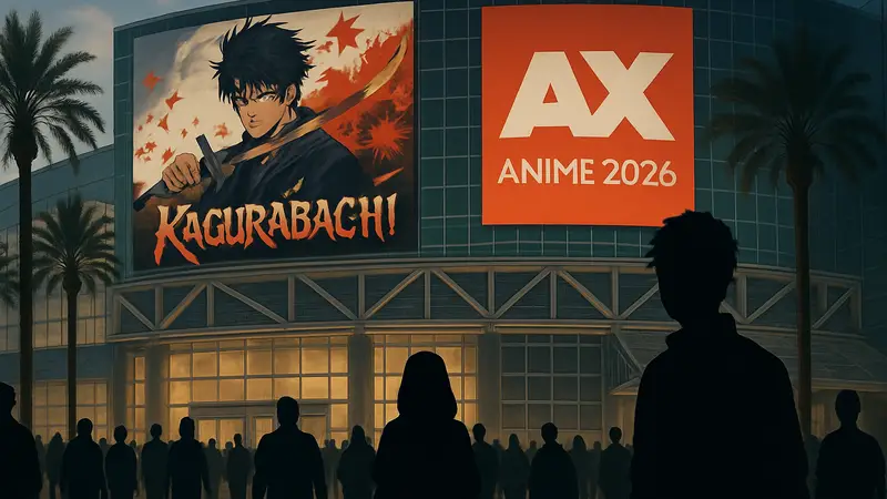 Логотип аниме Kagurabachi и эмблема Anime Expo 2026