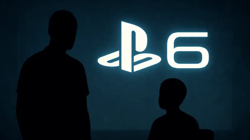 Концепт логотипа PlayStation 6 на темном фоне.