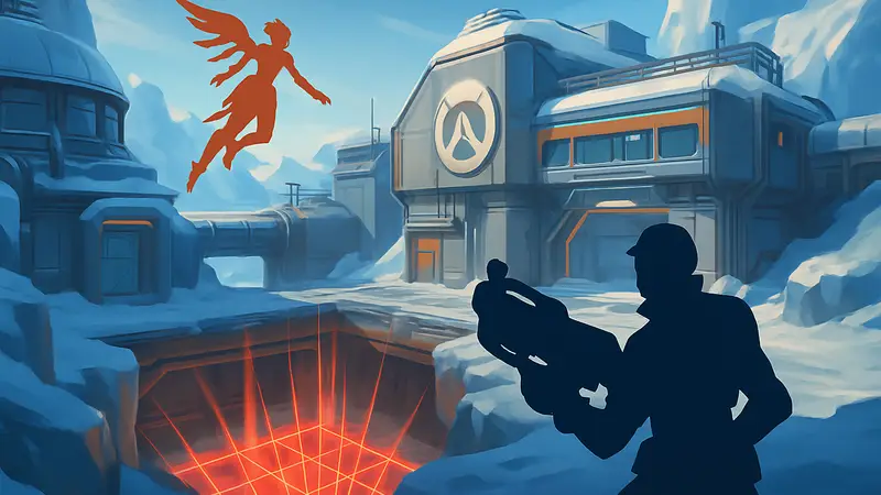 Игровой скриншот карты «Антарктика» в Overwatch с новой опасностью.