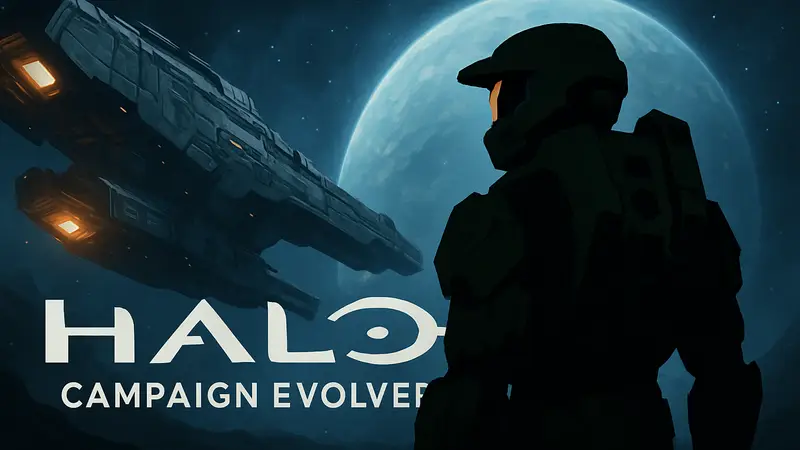 Логотип Halo Campaign Evolved на фоне космического корабля или солдат Мастера Чифа Xbox