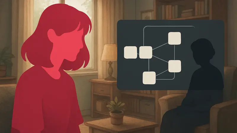 Главная героиня визуальной новеллы Am I Nima и элементы интерфейса игры со словами