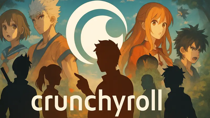 Логотип Crunchyroll на фоне аниме-персонажей, символизирующий скидки на подписку Fan и Mega Fan.