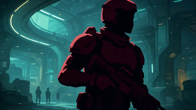 Игровой персонаж Рекон из шутера Marathon в футуристической броне