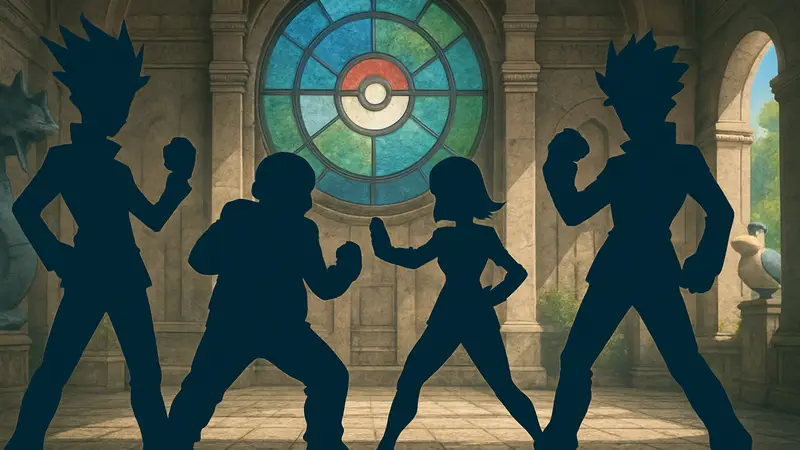 Элитная Четвёрка покемонов из Pokemon Wind and Wave в боевой стойке.
