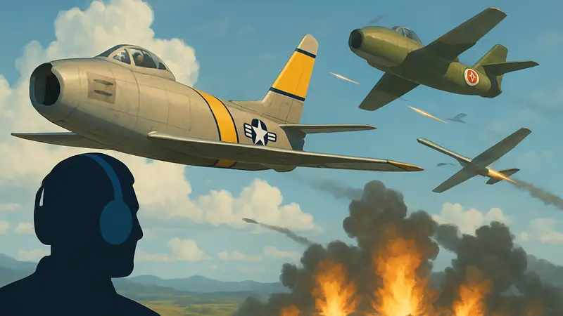 Истребители эпохи Корейской войны в симуляторе Il-2 Sturmovik на фоне неба и боевых действий.