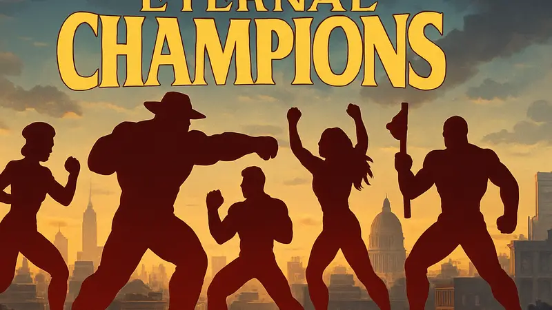 Логотип или персонажи файтинга Eternal Champions от Sega